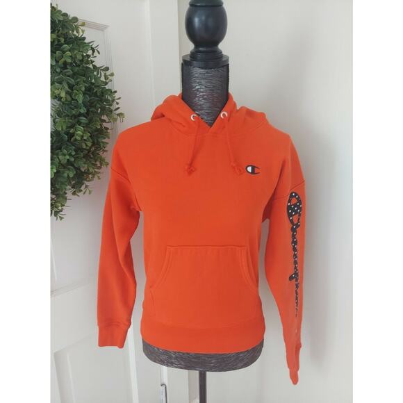 Champion Reverse Weave Boyfriend Hoodie Polka Dot Spellout Womens Junior XS - Picture 2 of 9